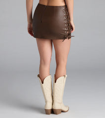 Life Of The Party Lace-Up Mini Skirt