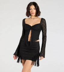 Fringe Attitude Faux Suede Mini Skirt
