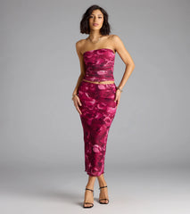 Sultry Bloom Floral Mesh Maxi Skirt