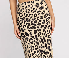 Feline Fierce Flared Midi Skirt