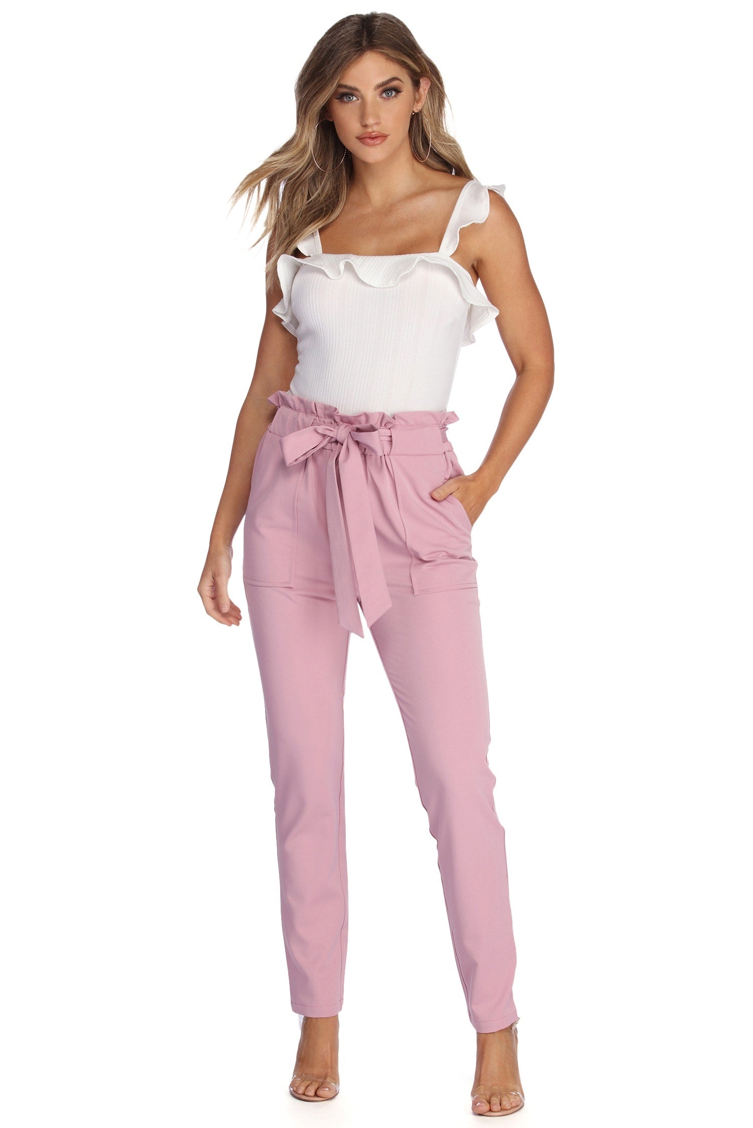 Classic Paper Bag Tie Waist Pants