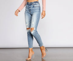 Tobi Super High Waist Destructed Mom Jeans