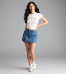 Timeless Staple Mid-Rise Button Denim Skort